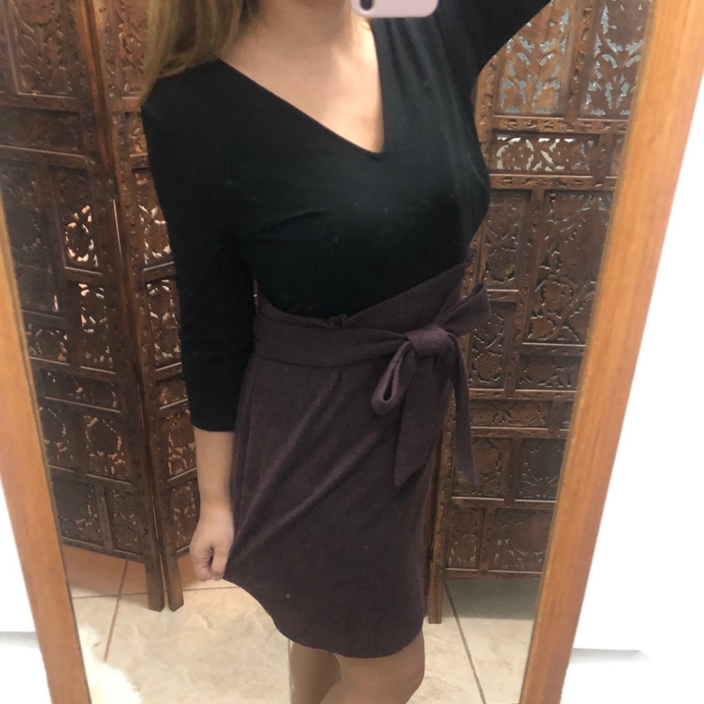 Express Business Belted Midi Skirt Sleeve Dress